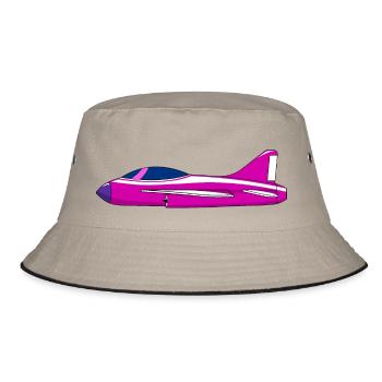 Flugzeug Pink - Bucket Hat - Khaki/Schwarz - Vorne