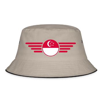 Ich liebe Singapur, Eleganz Stil Design T-Shirt - Bucket Hat - Khaki/Schwarz - Vorne
