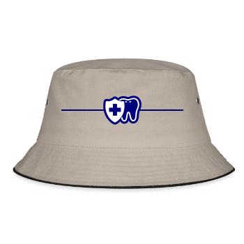 Zahn Schutzschild Linie Blau - Bucket Hat - Khaki/Schwarz - Vorne
