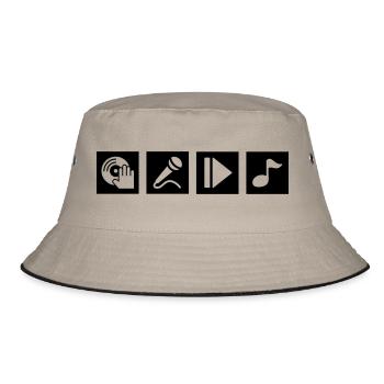 DJ, Singen, Play, Musik - Bucket Hat - Khaki/Schwarz - Vorne