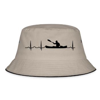 EKG Herzschlag Kanu Wassersport Kanuten paddeln - Bucket Hat - Khaki/Schwarz - Vorne