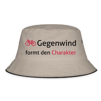 Gegenwind formt den Charakter. Für Radfahrer. - Bucket Hat - Khaki/Schwarz - Vorne