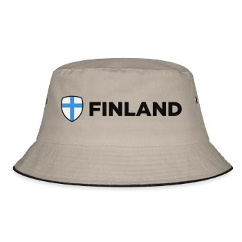 Nationalflagge von Finnland - Bucket Hat - Khaki/Schwarz - Vorne