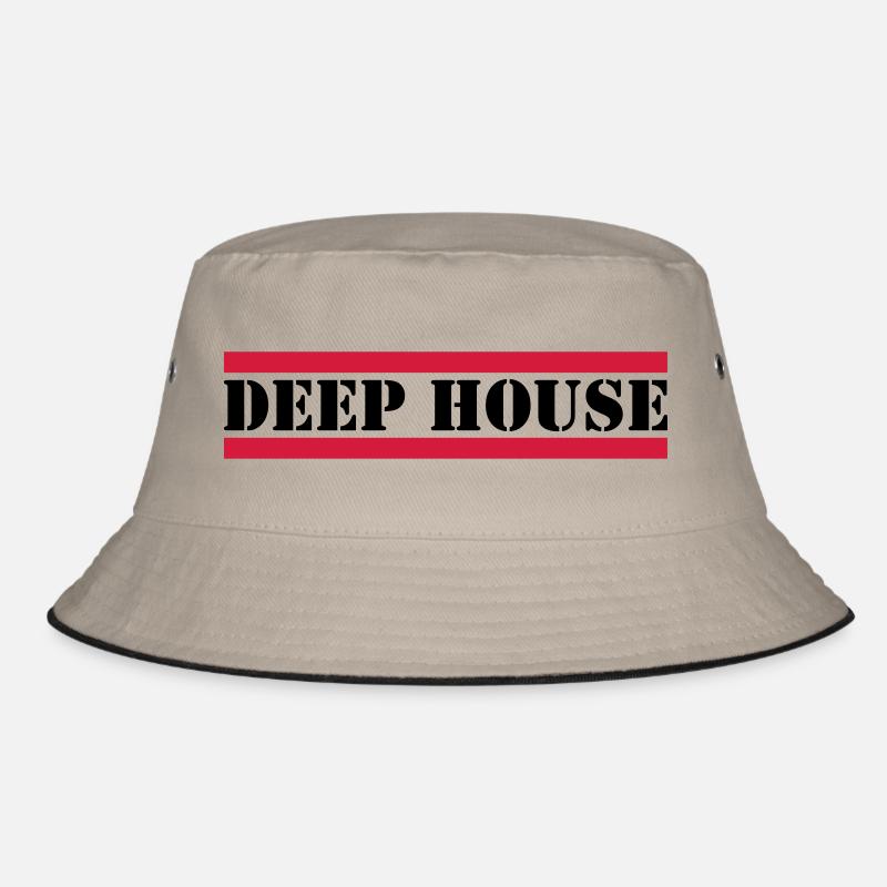 Deep House with red lines Bucket Hat
