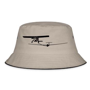Segelflugzeug Pilot Flugzeug fliegen Geschenk - Bucket Hat - Khaki/Schwarz - Vorne