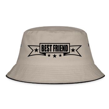 banner stars line best friends text logo friends - Bucket Hat - khaki/black - Front