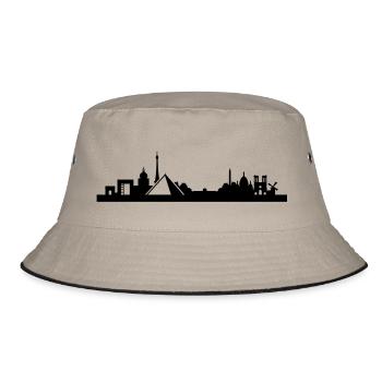 Paris Skyline Louvre - Bucket Hat - Khaki/Schwarz - Vorne