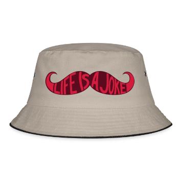 Moustache - Life is a joke - Bucket Hat - khaki/black - Front