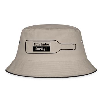 Ich habe fertig - Flasche leer - Bucket Hat - Khaki/Schwarz - Vorne