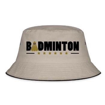 Badminton Stars Logo - Bucket Hat - Khaki/Schwarz - Vorne