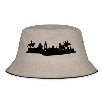 Hannover // Skyline // Silhouette // Skylineshirt - Bucket Hat - Khaki/Schwarz - Vorne