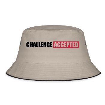 Challenge Accepted Text Design - Bucket Hat - khaki/black - Front