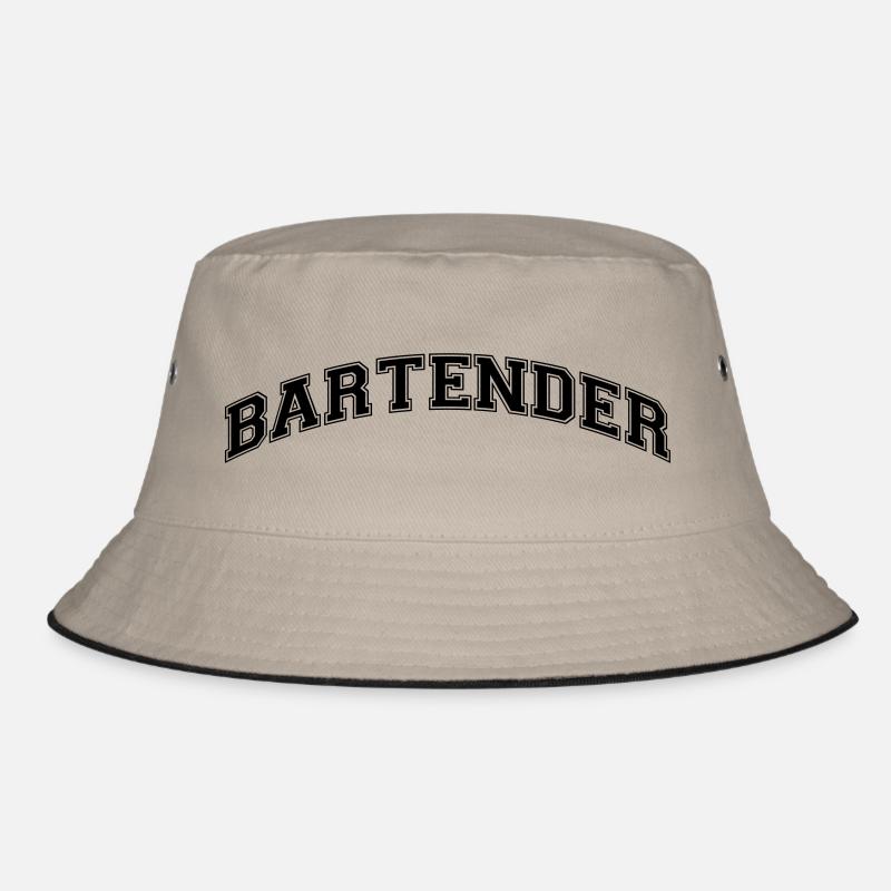 bartender college style curved logo Bucket Hat