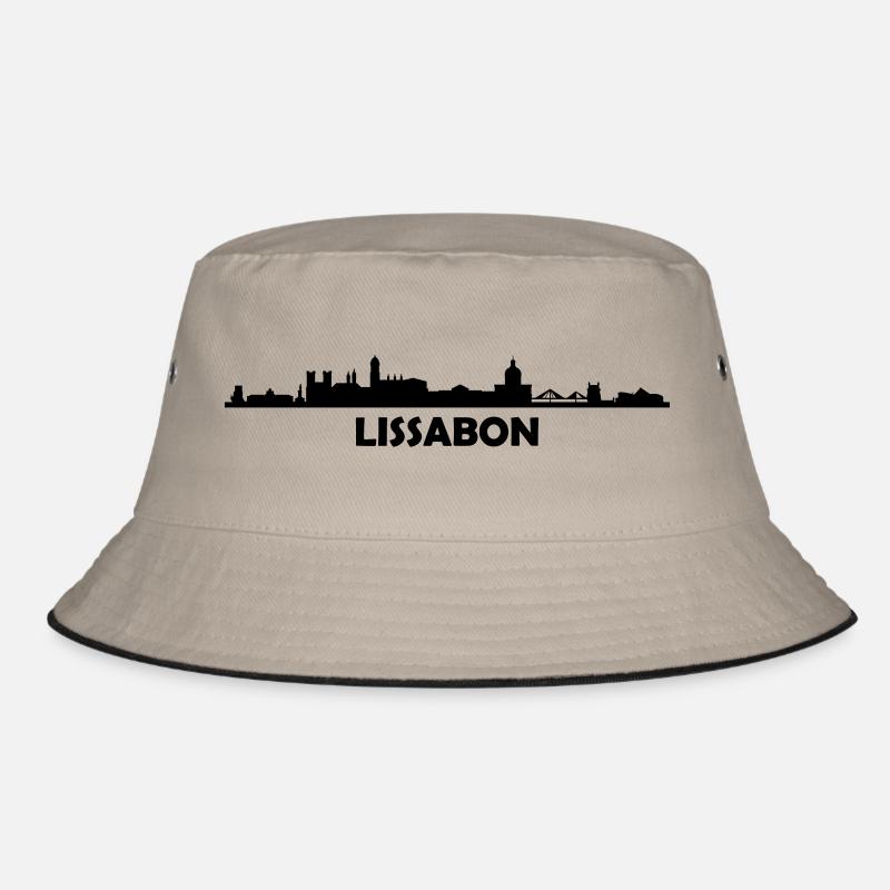 Skyline Lissabon Text - Bucket Hat - Khaki/Schwarz