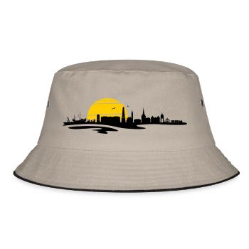 Skyline - Küste Borkum - Bucket Hat - Khaki/Schwarz - Vorne