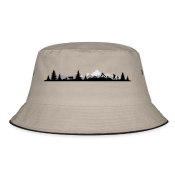 Skyline - Berge Alpen - Bucket Hat - Khaki/Schwarz - Vorne