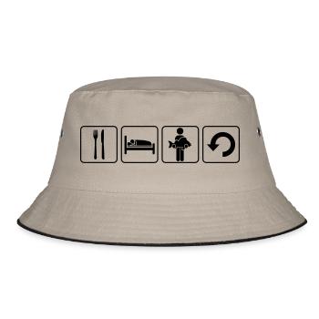 Angler Täglich Wiederholen - Bucket Hat - Khaki/Schwarz - Vorne