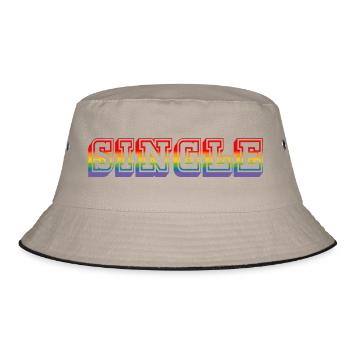 SINGLE rainbow tshirt LGBT lgbtqi queer - Bucket Hat - Khaki/Schwarz - Vorne