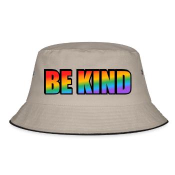 Sei freundlich Regenbogen - Bucket Hat - Khaki/Schwarz - Vorne