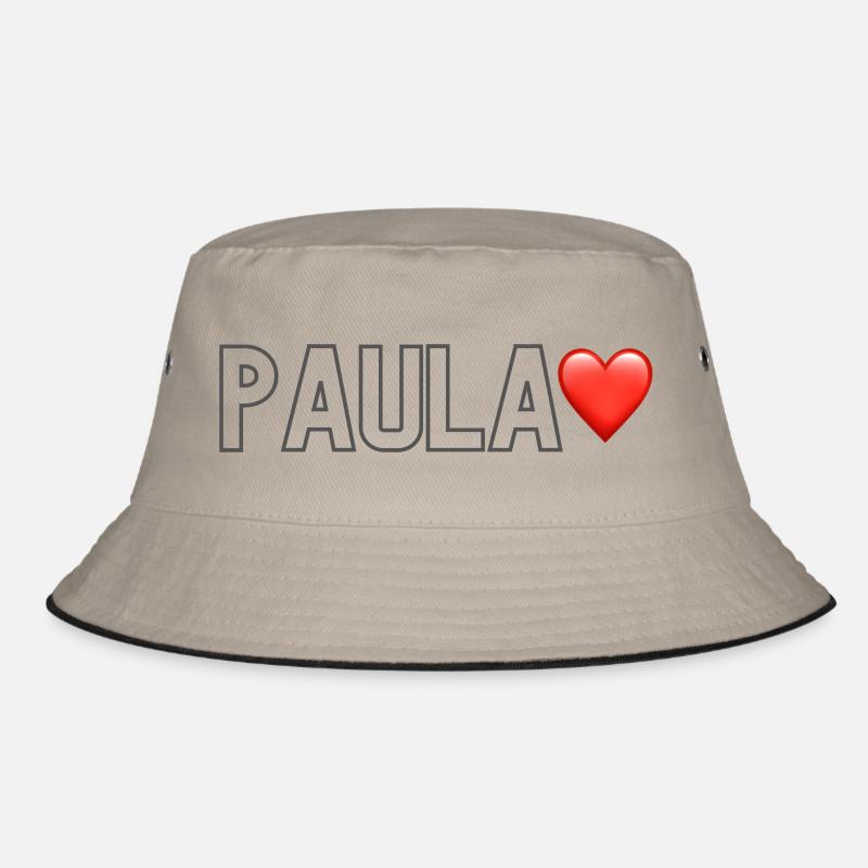 Paula Lover Name - Bucket Hat - Khaki/Schwarz