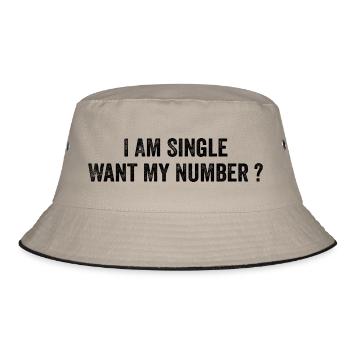 Ich bin Single will meine Nummer | Komisch - Bucket Hat - Khaki/Schwarz - Vorne