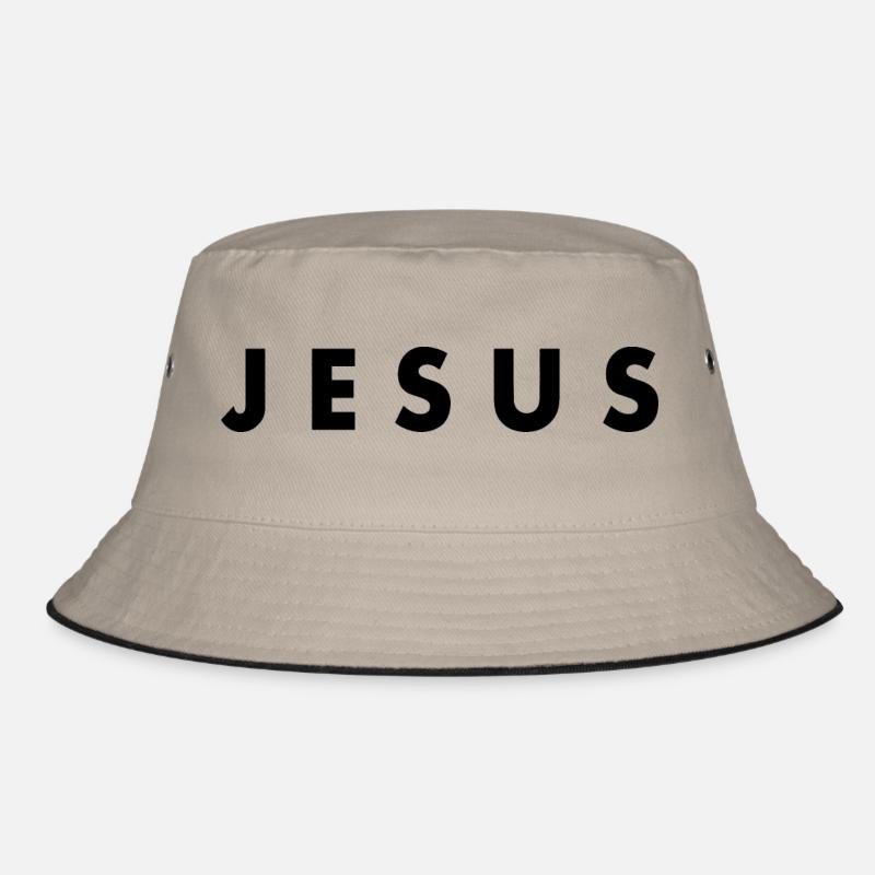 Jesus - Bucket Hat - Khaki/Schwarz