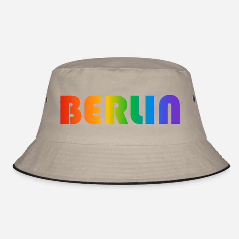 Berliner Regenbogen Text - Bucket Hat - Khaki/Schwarz