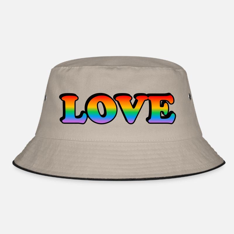 Rainbow text LOVE LGBT Pride Month Bucket Hat