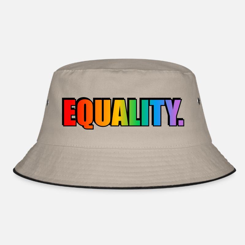 EQUALITY - rainbow text - LGBT pride month Bucket Hat