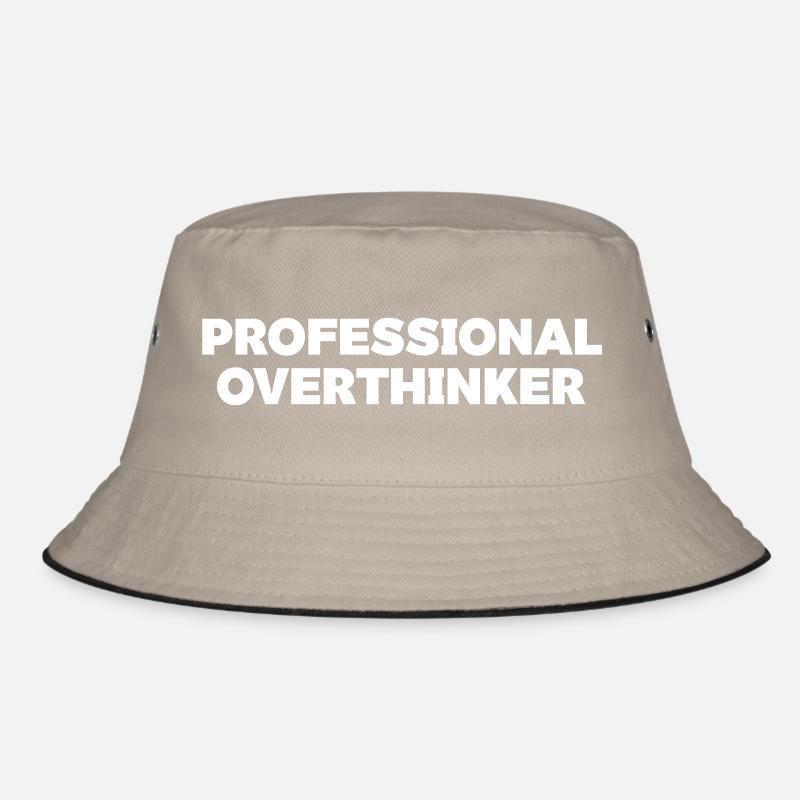 Futuristisches Overthinker-Typografie-Design - Bucket Hat - Khaki/Schwarz