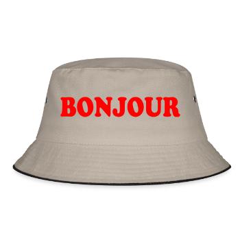 Bonjour - Bucket Hat - Khaki/Schwarz - Vorne
