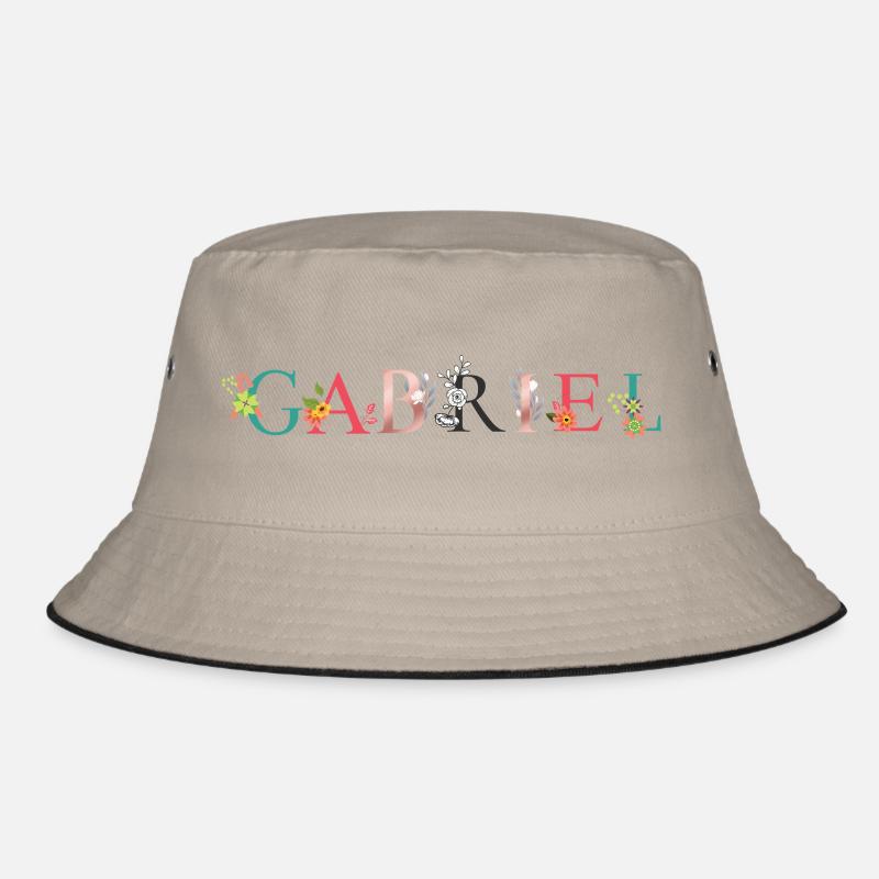 GABRIEL Name Art With Flowers Embroidered Bucket Hat