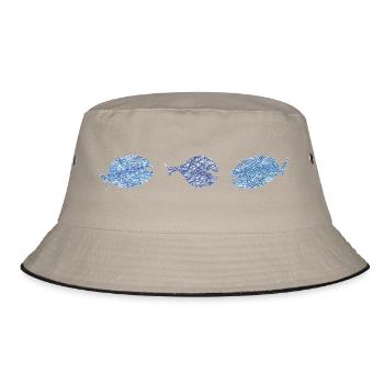 Scribblefisch Blau Muster Kulifisch - Bucket Hat - Khaki/Schwarz - Vorne
