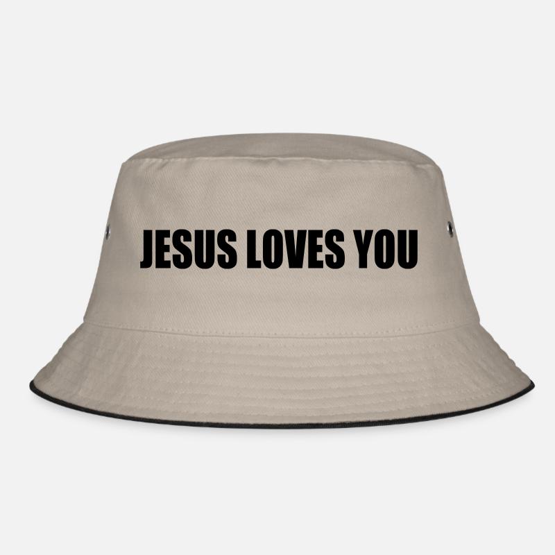 Jesus loves you - Bucket Hat - Khaki/Schwarz