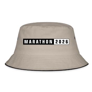 Marathon 2026 - Bucket Hat - Khaki/Schwarz - Vorne