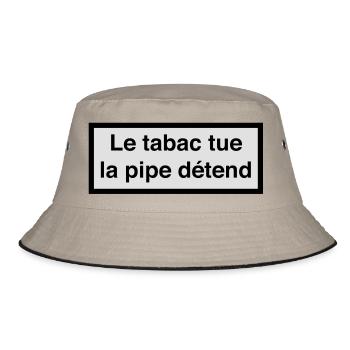 Tabak tötet, Rohr entspannt :) - Bucket Hat - Khaki/Schwarz - Vorne