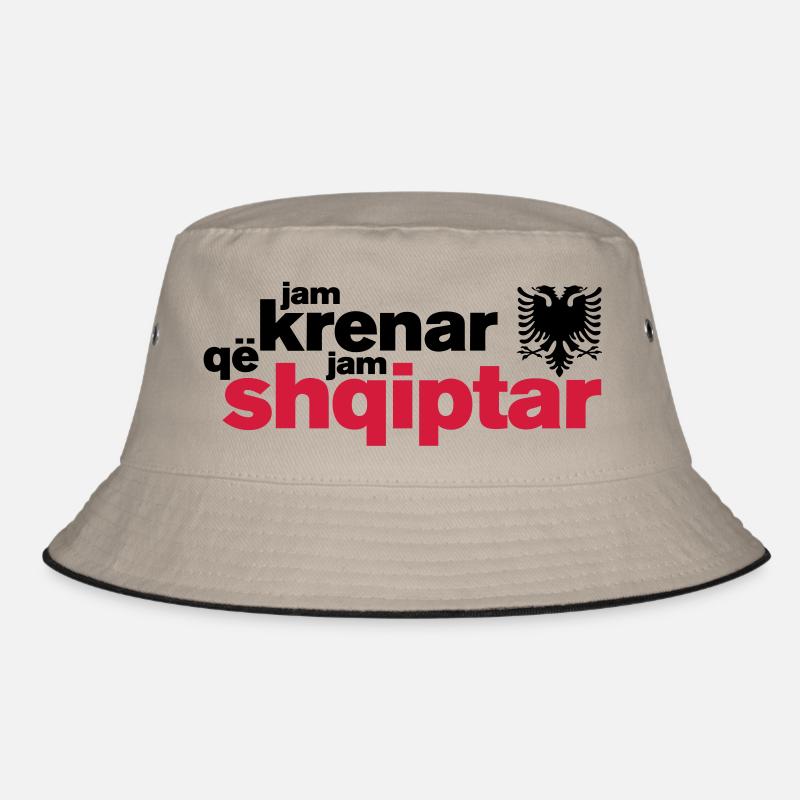 Krenar që jam Shqiptar - Bucket Hat - Khaki/Schwarz