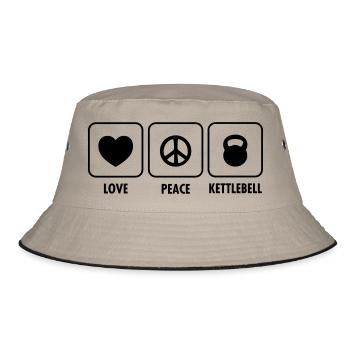 Love, Peace, Kettlebell - Bucket Hat - khaki/black - Front