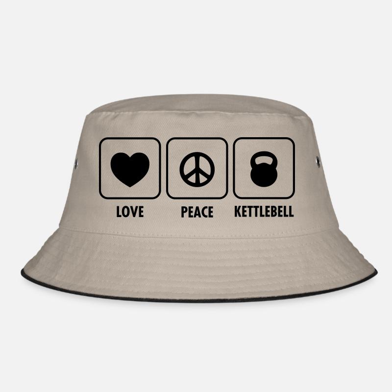 Love, Peace, Kettlebell Bucket Hat