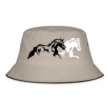 horses stallion mare foal - Bucket Hat - khaki/black - Front