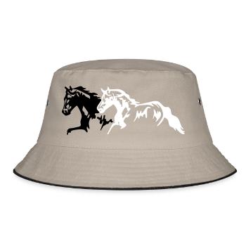 Horses stallion - mare - foal - Bucket Hat - khaki/black - Front