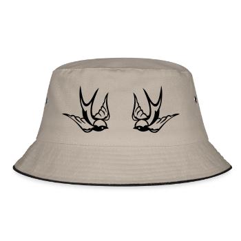 Swallows pair - Bucket Hat - khaki/black - Front
