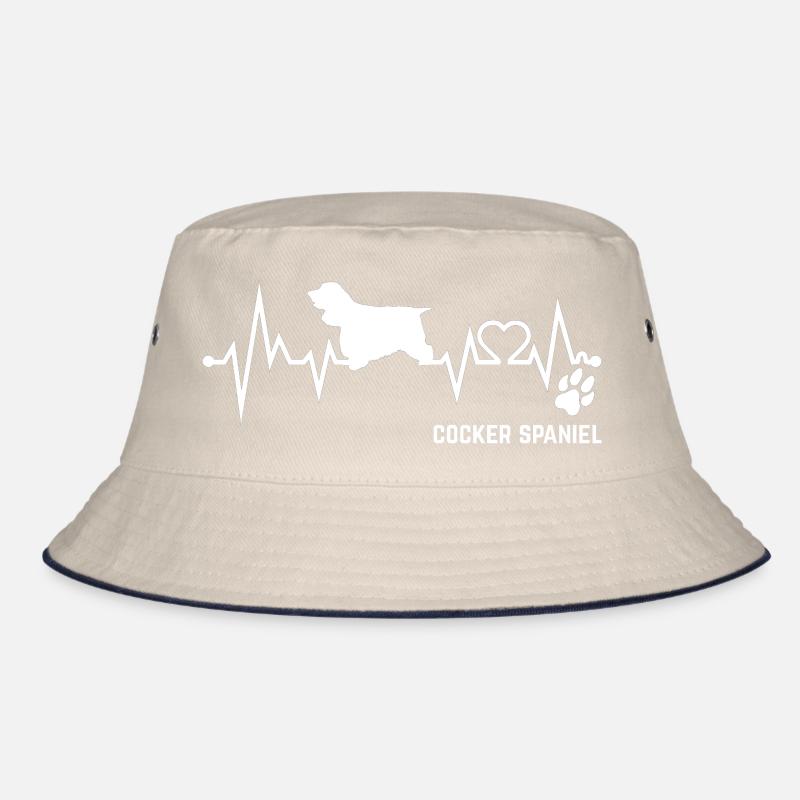 Cocker Spaniel Heartbeat Pulse ECG Dog Gift Bucket Hat