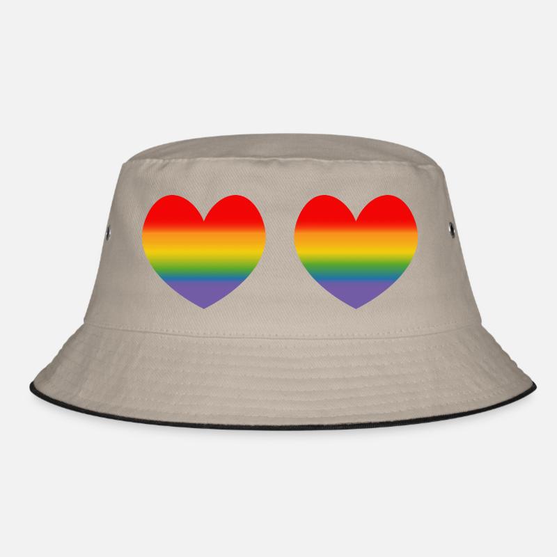 Zwei Regenbogenherzchen Verlauf Bucket Hat