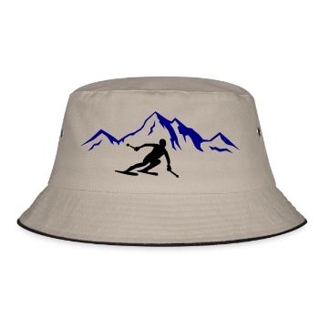 ski berge 02 - Bucket Hat - Khaki/Schwarz - Vorne