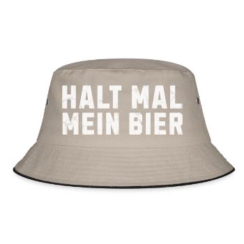 Halt mal mein Bier - Bucket Hat - Khaki/Schwarz - Vorne
