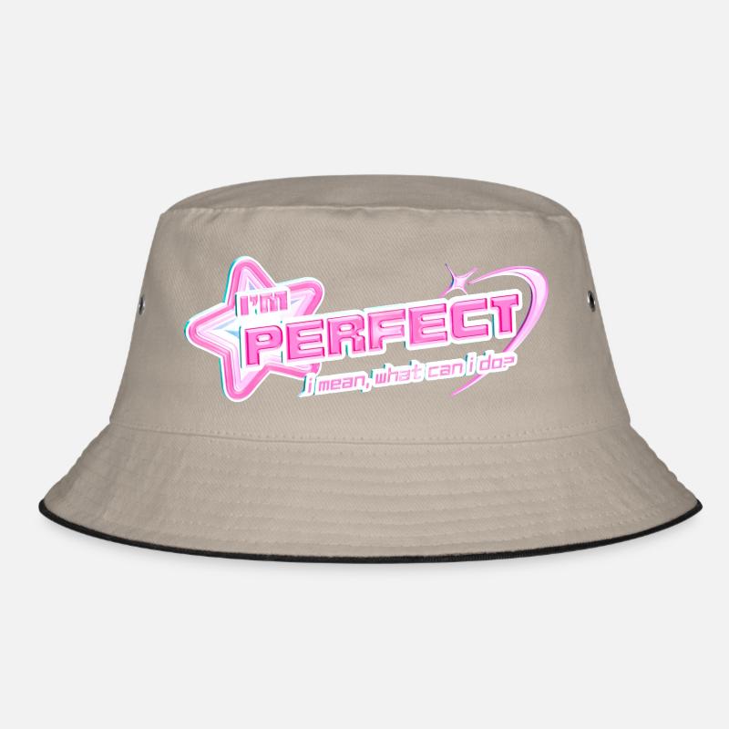 I'm Perfect – Y2K Pinkcore Diva Design - Bucket Hat - Khaki/Schwarz