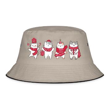 cat in christmas - Bucket Hat - khaki/black - Front