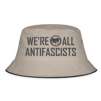 WE'RE ALL ANTIFASCISTS inkognito - Bucket Hat - Khaki/Schwarz - Vorne