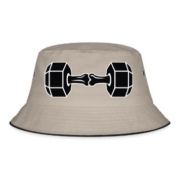 Knochen Kurzhantel Grafik - Bucket Hat - Khaki/Schwarz - Vorne